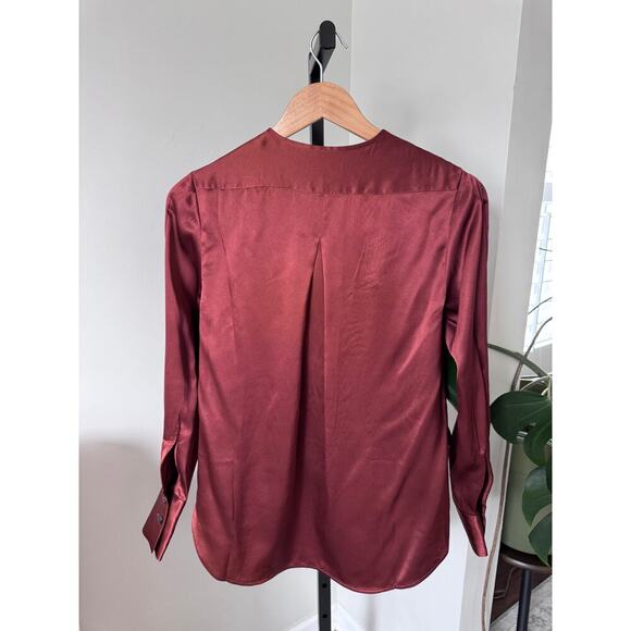 Rag & Bone Lei Wrap front silk blouse burgundy - Picture 5 of 5